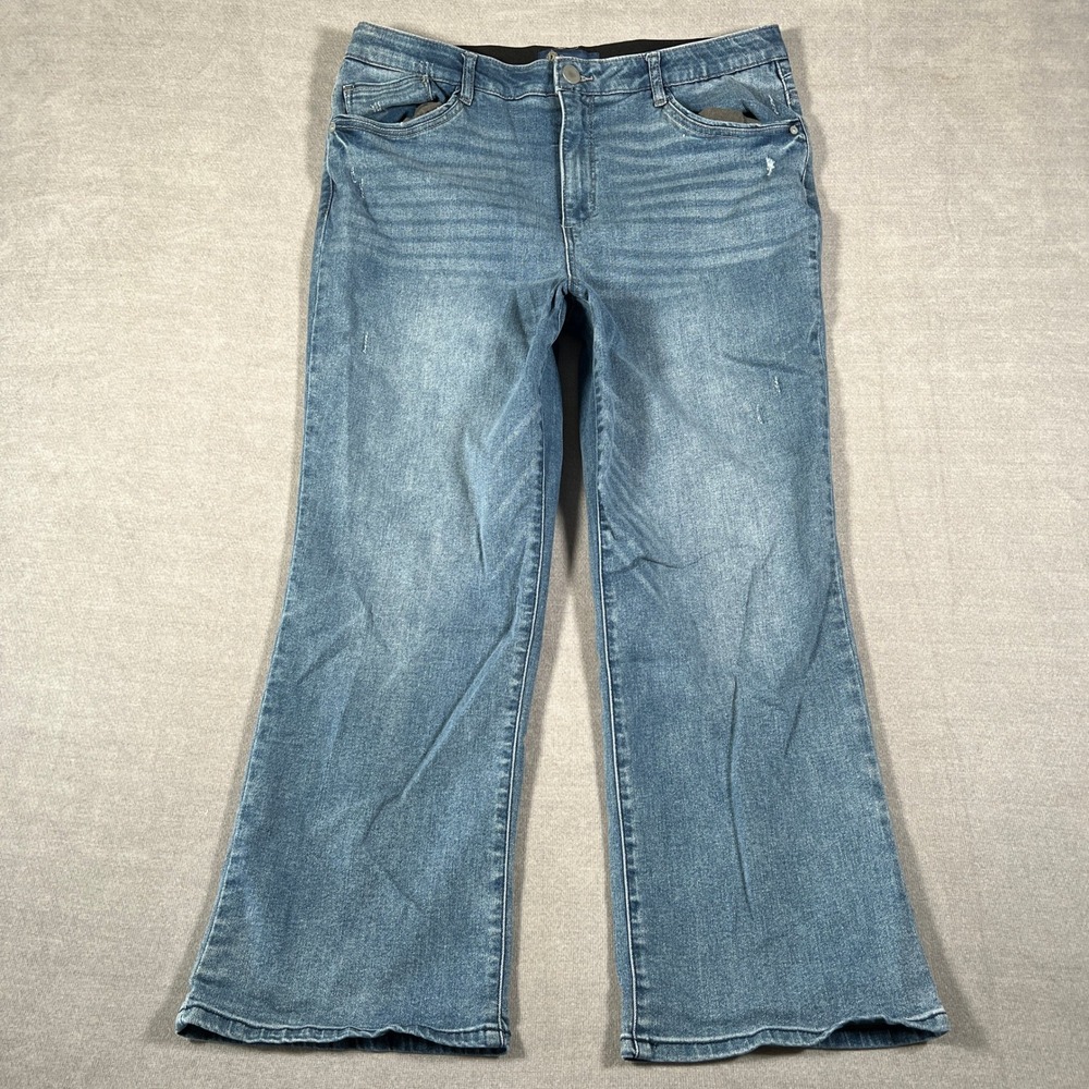 Democracy Ab Solution Wide Leg High Rise Crop Jeans Women 16 Blue Denim